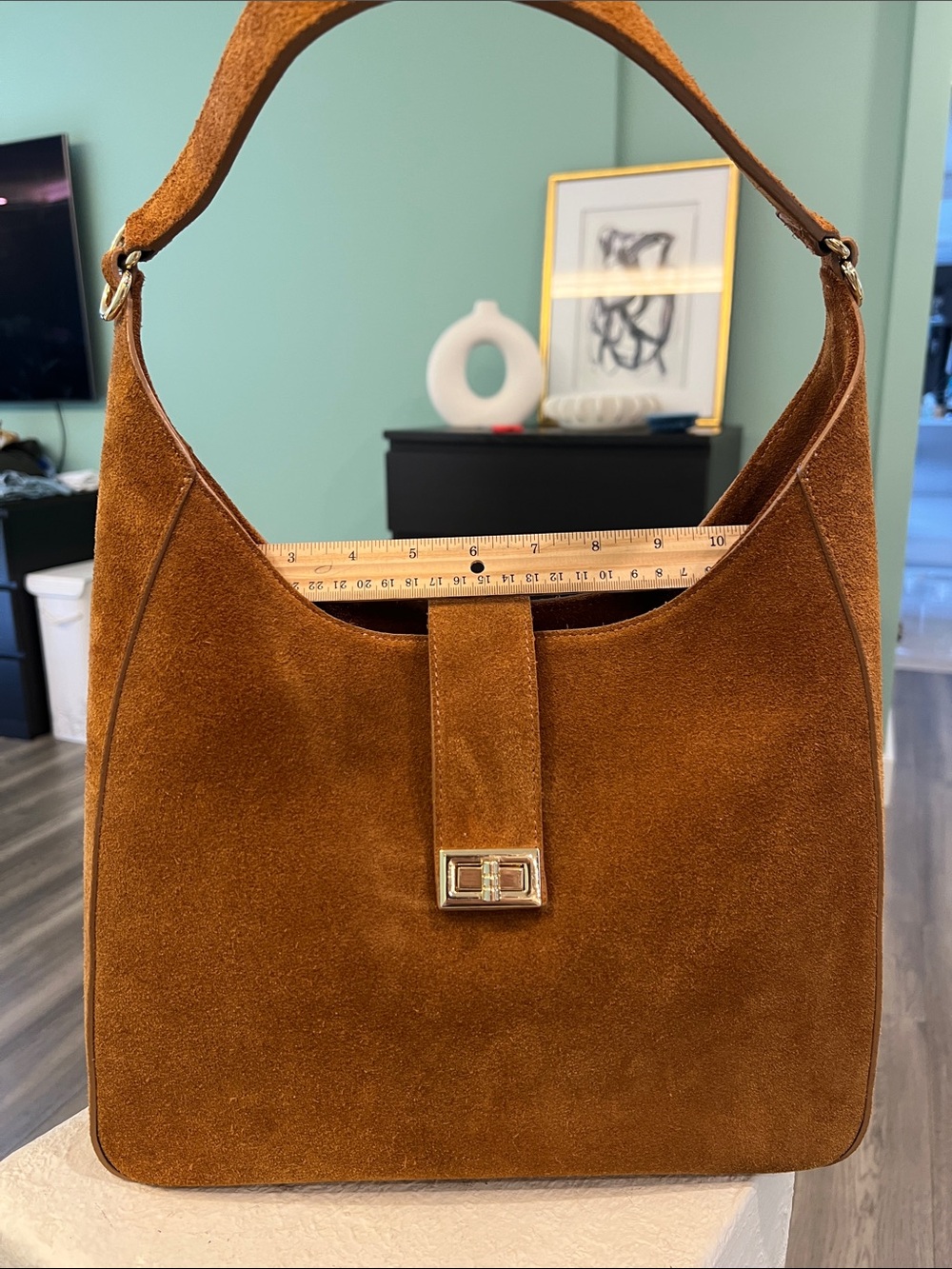 Suede Shoulder Hobo Bag in Rich Brown